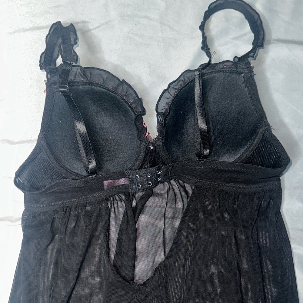 Black and Pink Women's Sheer Lingerie - Picture 4 of 9